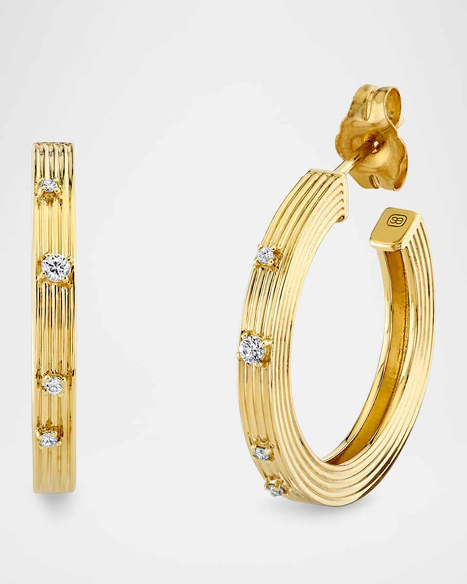 Fluted Prong-Set Diamond Hoop Earrings
